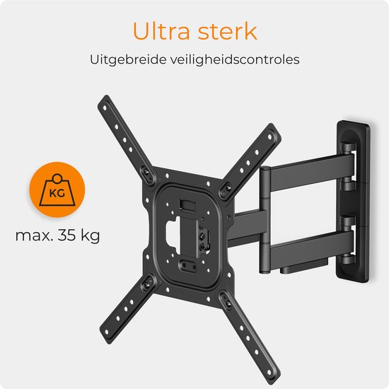 Douxe® DTS-01 - TV Beugel - Muurbeugel TV voor 17 t/m 65 Inch - Full Motion Draai- en Kantelbaar - voor TV's tot 35 KG