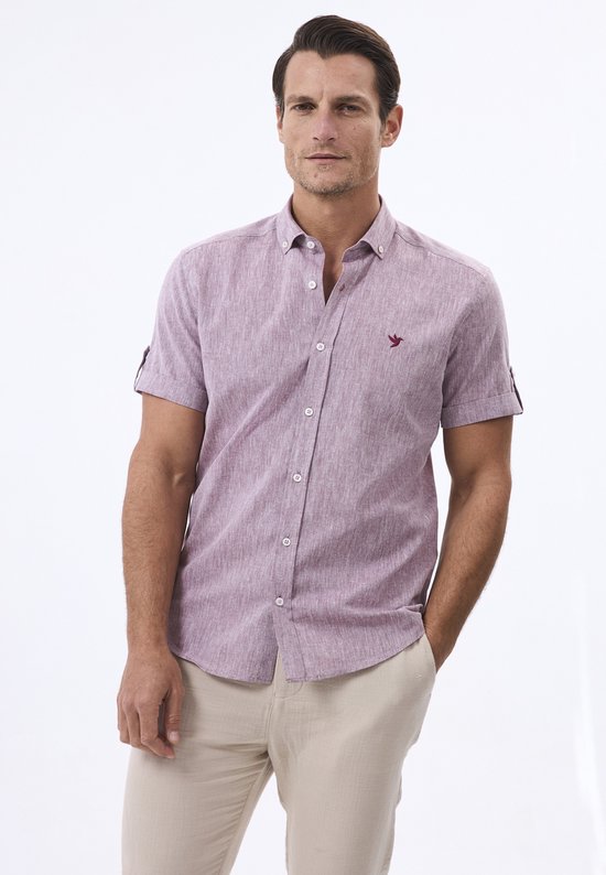 Chemise Felix Hardy en lin et Katoen Blend - Chemise Homme Bordeaux - XL