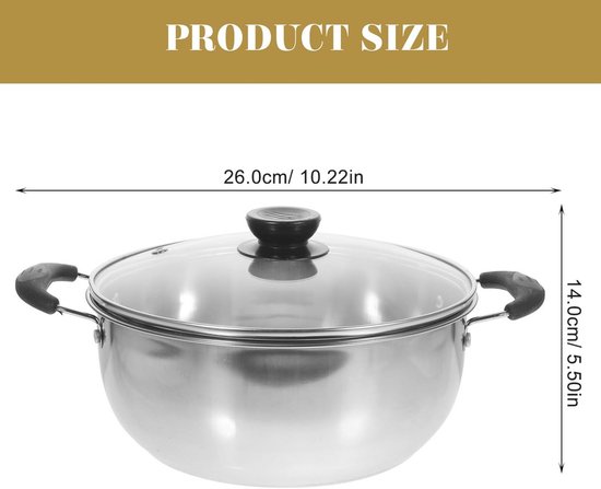 Infinity Goods Soeppan Stamppot - Glazen Deksel - 16,5L - 30 CM Inductie Gas Keramisch Vaatwasserbestendig Rvs