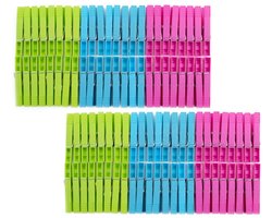 Benson Wasknijpers - 96x stuks - kleurenmix fel - kunststof - 8 cm - was op hangen