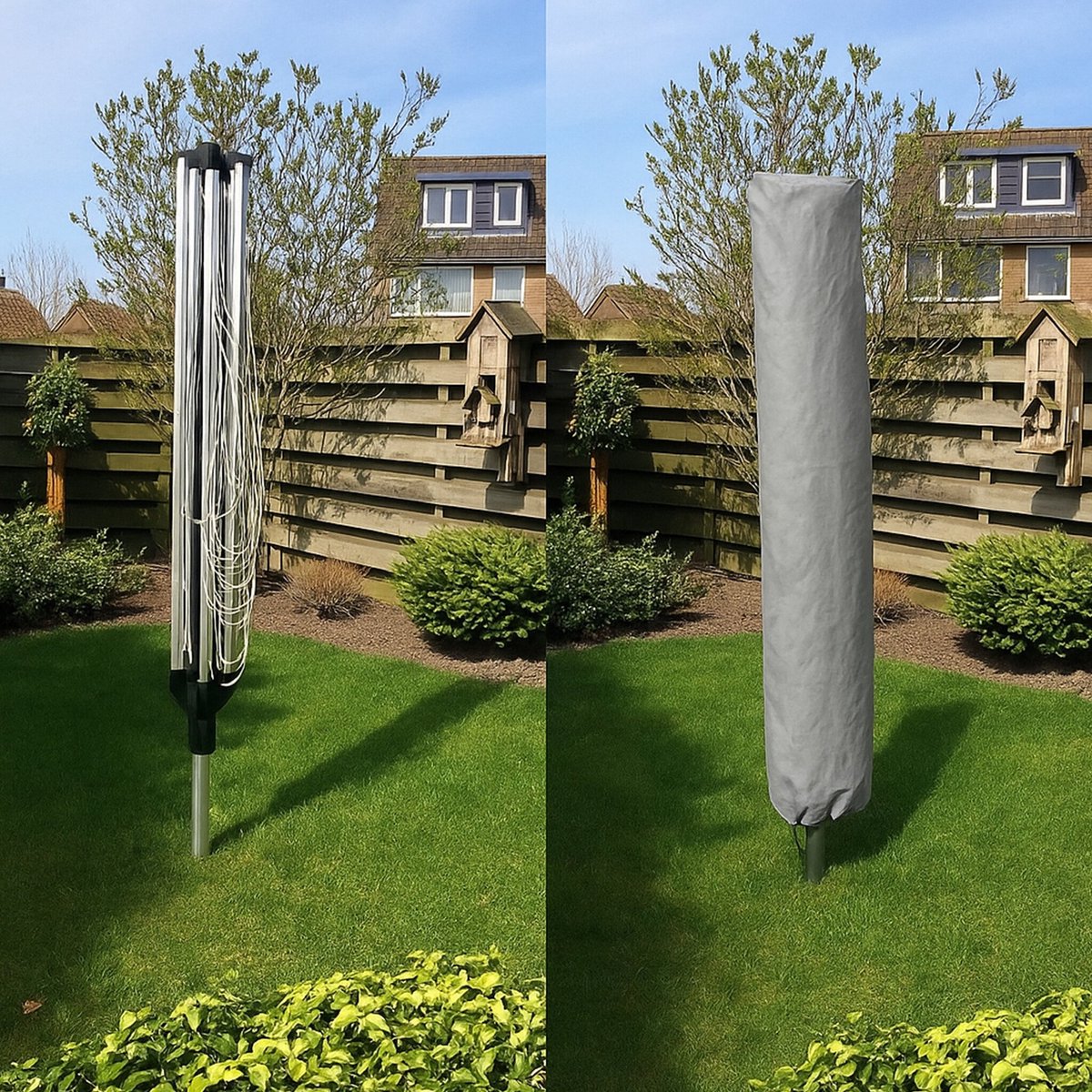 CUHOC Droogmolenhoes 175x28x50 cm – Diamond Label – Incl. Stevige Stok – Waterdichte Hoes met Rits voor Droogmolens tot 2,5x2,5 meter