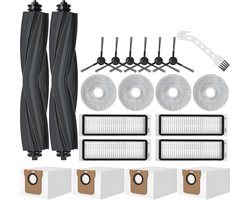 PolkaHome 21-delige Accessoireset geschikt voor Dreame L20 Ultra / L20 Ultra Complete, L30 Ultra / L30 Ultra Complete – Reserveonderdelen, accessoires: 2 hoofdborstels, 4 stofzakken, 6 zijborstels, 4 schoonmaakdoeken, 4 filters en 1 reinigingsborstel