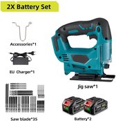 Bol.com Accu Decoupeerzaag - Draadloze - Decoupeerzaag - 65mm - 18V - Elektrische Zaagmachine - 3000RPM - 45° Verstelbaar - 2 Accu aanbieding