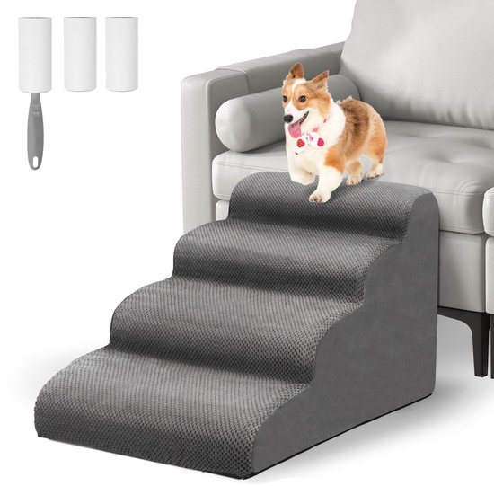 PawHut Hondentrap 4-treden Afneembare hoes Voor kleine honden 44 cm