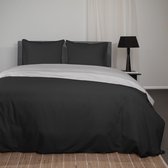 Superieur Dekbedovertrek Twin Face – Zwart / Lichtgrijs - 100% Katoen - 140x200/220cm Eenpersoons – Stoere lichtgijze met zwart dekbedset – adembenemend in uitstraling – optimaal ventilerend en ademend
