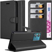 Cadorabo Hoesje geschikt voor Motorola Edge 40 Neo in PHANTOM ZWART - Beschermhoes met magnetische sluiting, standfunctie en kaartvakje Book Case Cover Etui