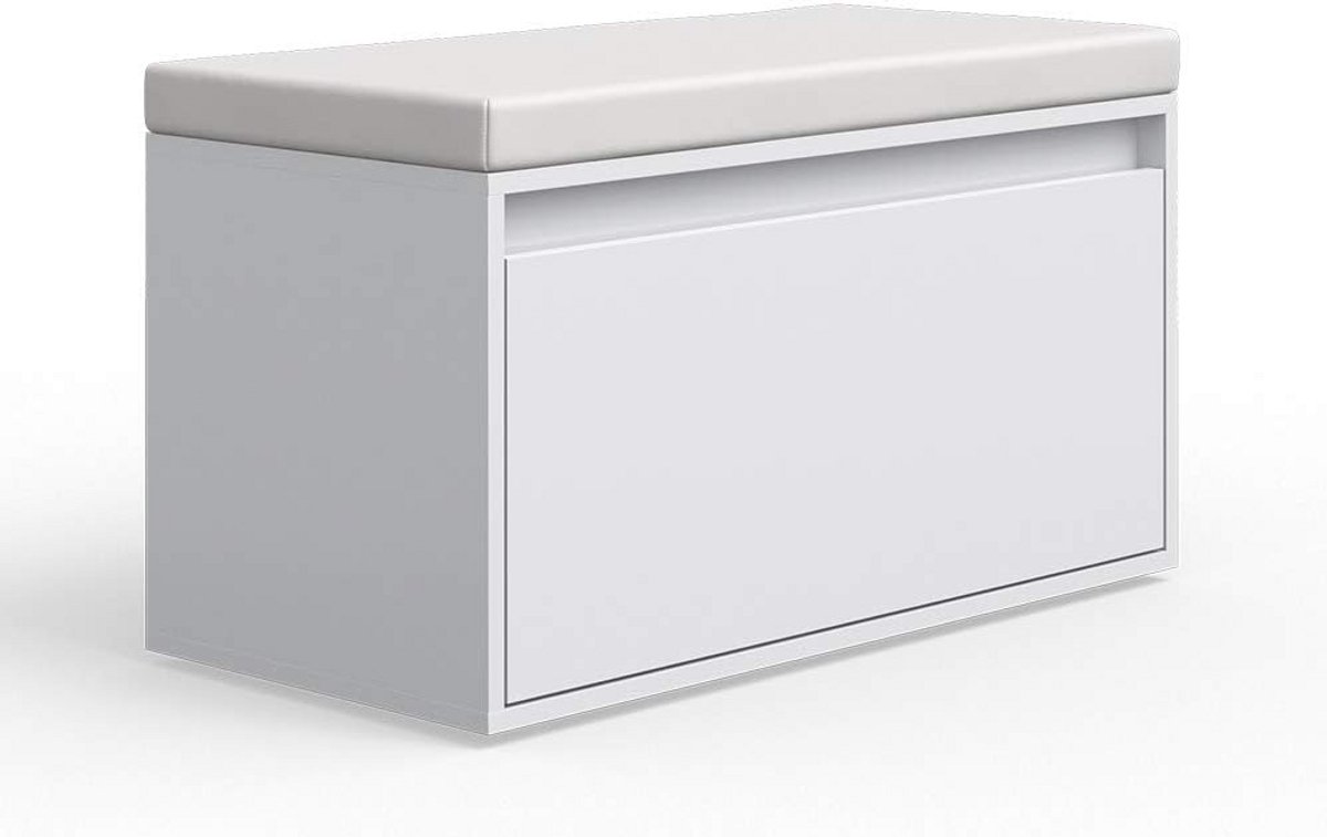 Schoenenbank met Opbergruimte - Wit - 80 x 45 cm