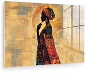 MuchoWow® Glasschilderij 150x100 cm - Schilderij acrylglas - Vrouw - Silhouet - Patronen - Sierlijk - Foto op glas - Muurdecoratie woonkamer - Wanddecoratie slaapkamer - Schilderijen