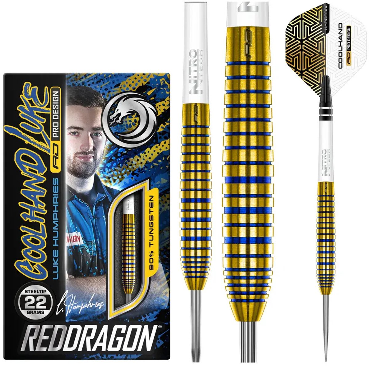Red Dragon Luke Humphries TX3 Gold 90% - Dartpijlen 22 Gram