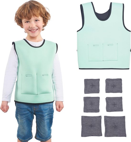 Gilet De Compression Sensorielle Lesté Pour Enfant - Taille M, Bleu, Poids Réglable, NEUF
