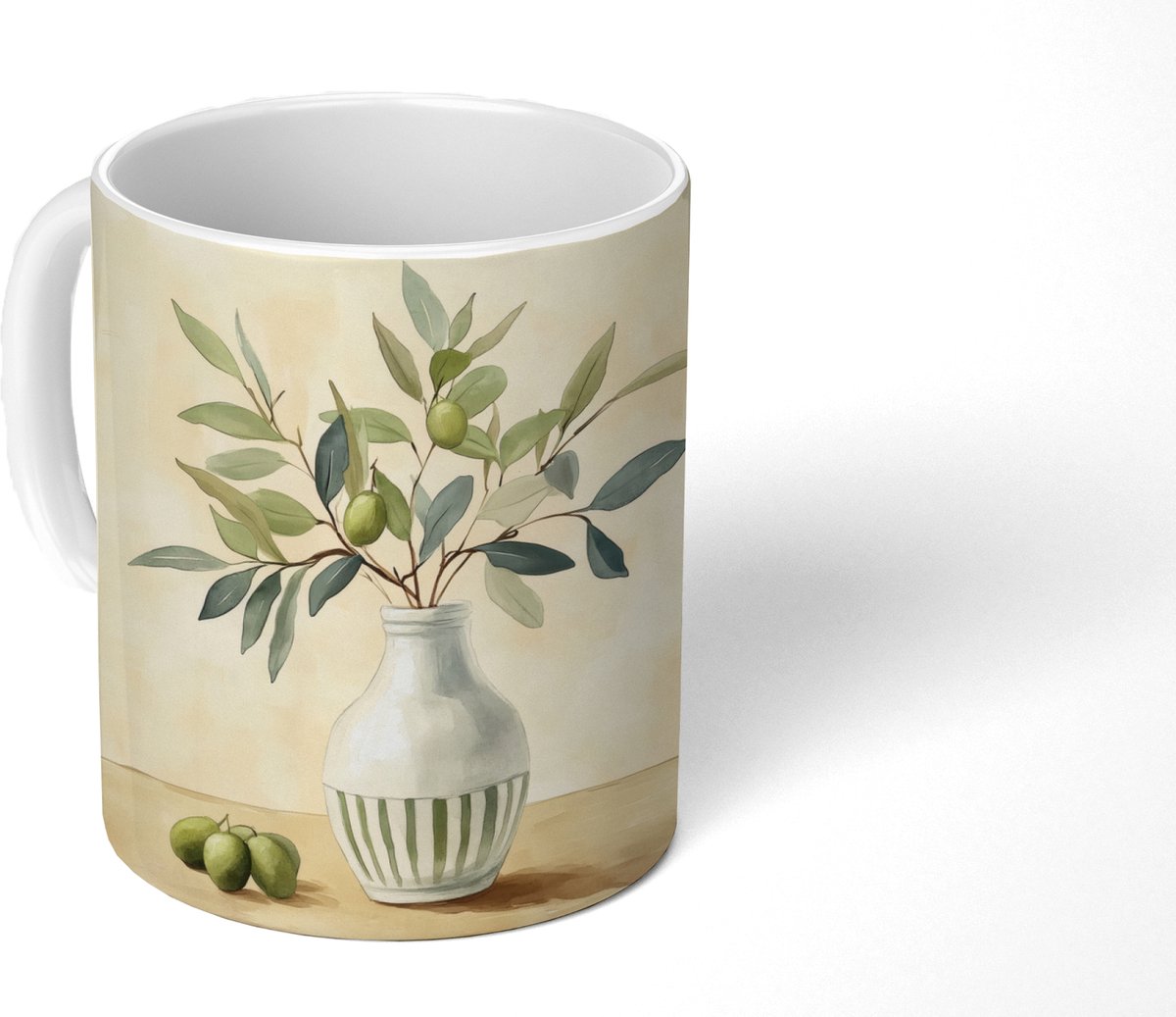 Mok - Koffiemok - Vaas - Keramiek - Olijftakken - Mokken - 350 ML - Beker - Koffiemokken - Theemok