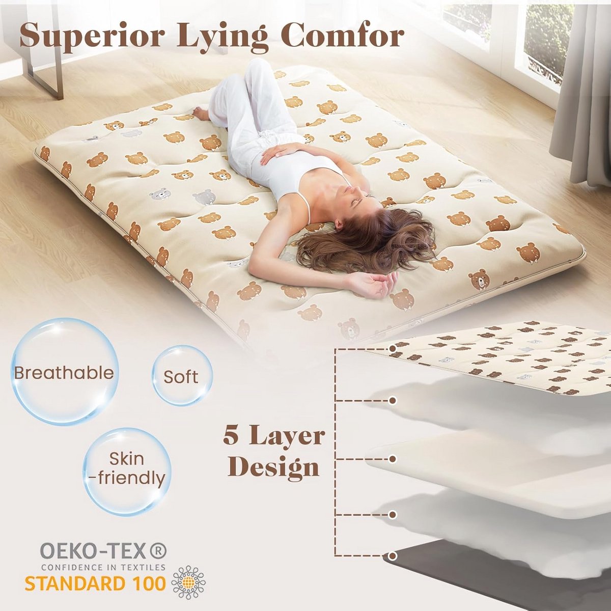 Futon matras dubbele enkele Japanse opvouwbare vloermatrassen slaapmat, opvouwbare roll up