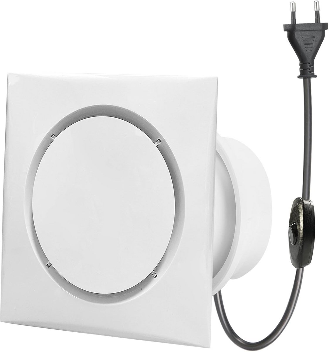 Badkamerventilator 100 mm - Stille Afvoerventilator met Schakelaar en Terugslagklep voor Keuken, Toilet en Badkamer - Waterdicht IPX4