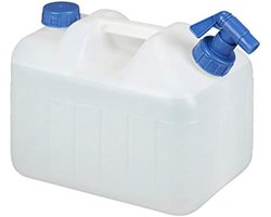 PolkaHome 10 liter water jerrycan met kraantje, draagbaar, BPA-vrij, ideaal voor camping, picknick en outdoor activiteiten - Wit
