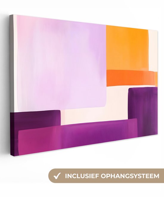 Tableau sur toile 90x60 cm - Décoration murale Avions - Abstrait - Rectangulaire - Oranje - Décoration murale salon - Décoration chambre - Accessoires chambre - Peintures sur toile