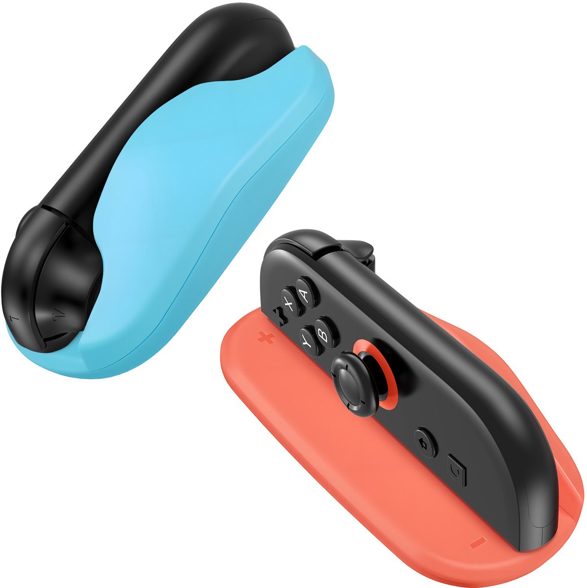 Gaming Controller Muis Basis voor Nintendo Switch 2 van MMOBIEL – 2-Pack Draagbare Beugels voor Joy-Con Controllers – Ergonomische Grip voor Muismodus – Verbeterde Precisie & Bescherming – Rood/Blauw