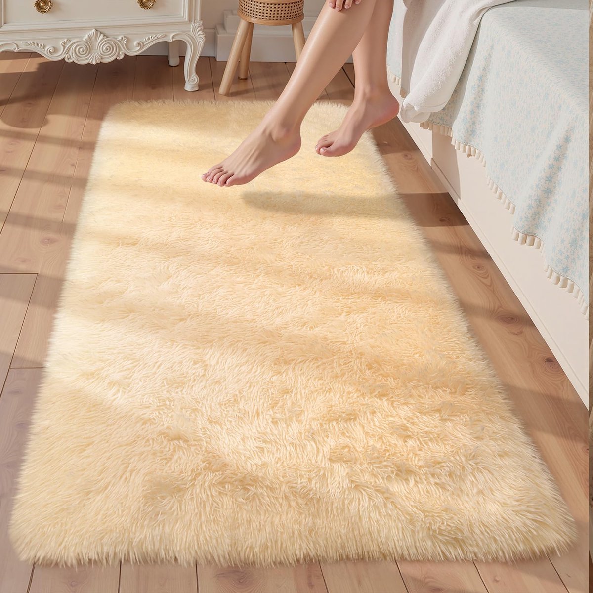 Ibenzoa® Zachte Woonkamer Lopers, 60 x 120 cm, Grijze Pluizige Tapijten voor Kinderen en Hal, Antislip Onderkant