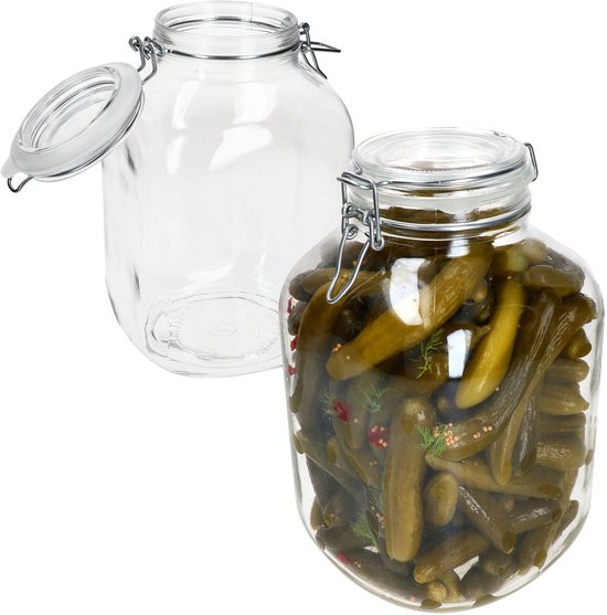 Set van 2 inmaakpotten vierkant draaidop PRIMA 4.25L - 17214620S