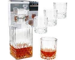 5-Delige Whilly Whisky-set - 1x karaf + 4x glazen - 13091