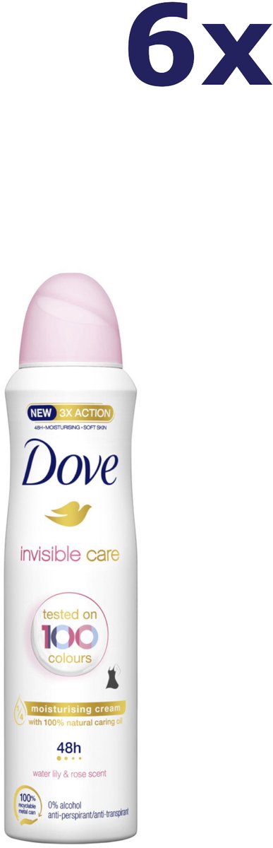 Goedkoopste Dove Invisible Care Anti-transpirant Deodorant Spray - 6 x 150 ml - Voordeelverpakking