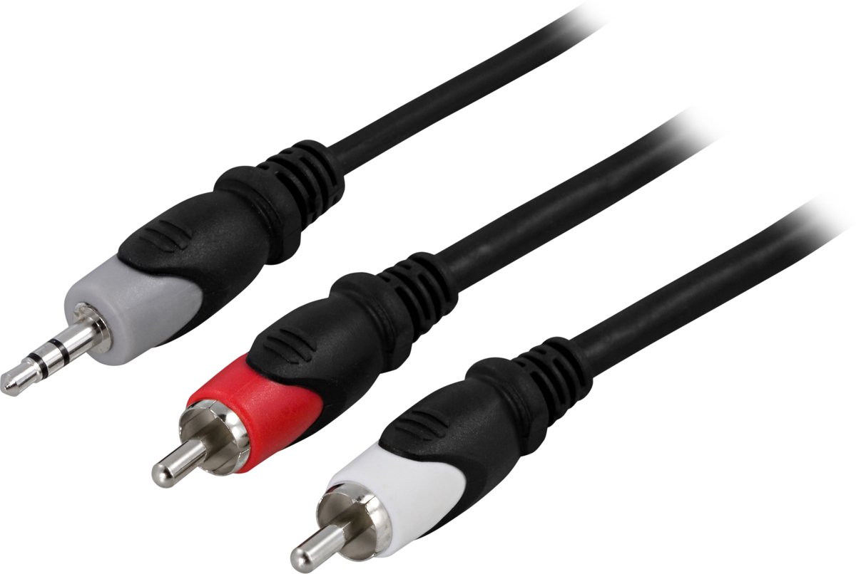 DELTACO MM-138, 3.5mm 2 x RCA Multi kleuren audio kabel, 0.5m
