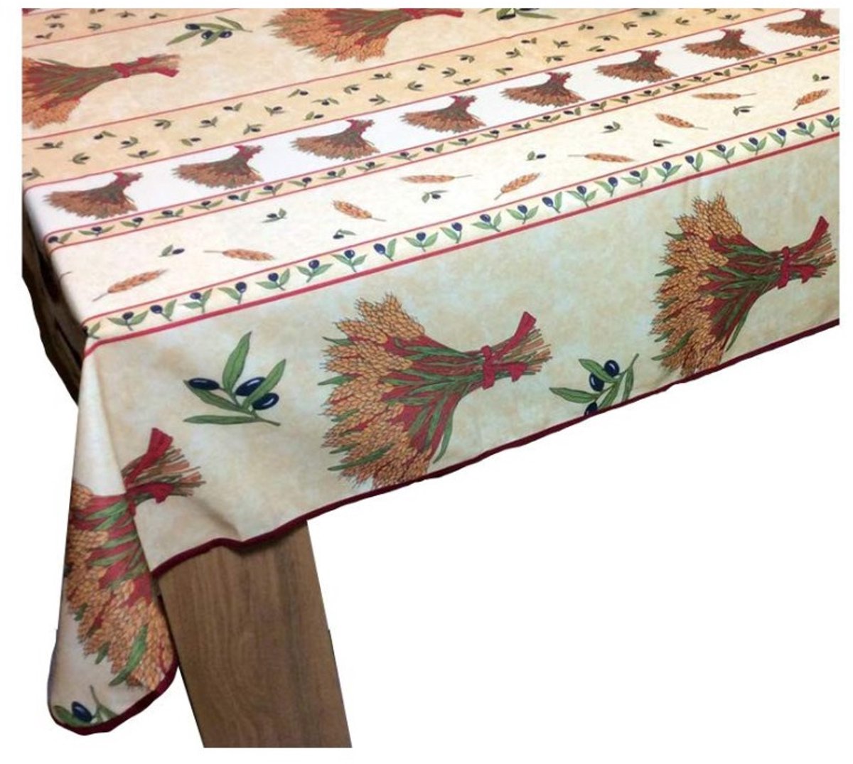 Provençaals rechthoekig vlekbestendig tafelkleed - beige tarweboeket