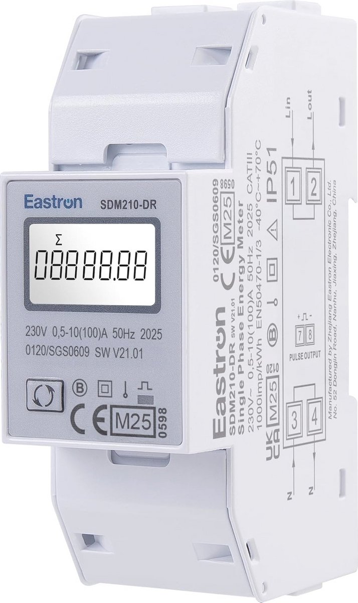 Enkelvoudige Fase kWh Energieteller met Backlit LCD Scherm - Eenvoudige Meting van Elektriciteitsverbruik - MID Goedgekeurd