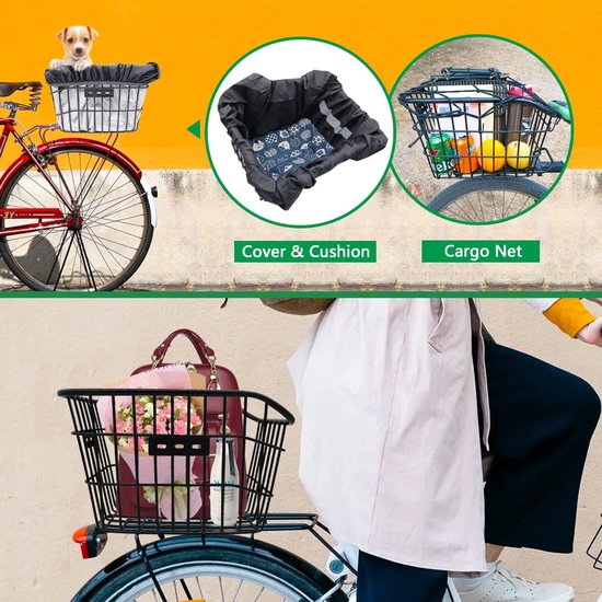 Fietsmand achter, montage zonder gereedschap, fietsmand voor schooltas, honden, schooltasmand, fietsmand achter voor bagagedrager, achterwielmand van Basil — afbeelding 4