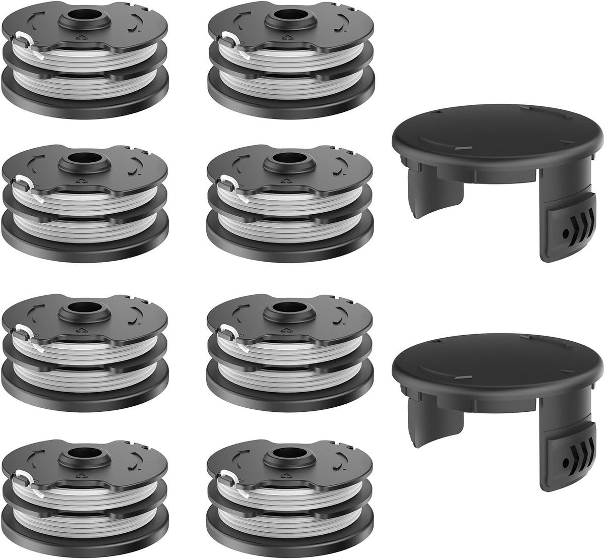 8 stuks reservespoelen voor grastrimmer, spoeldeksels inbegrepen, compatibel met verschillende modellen