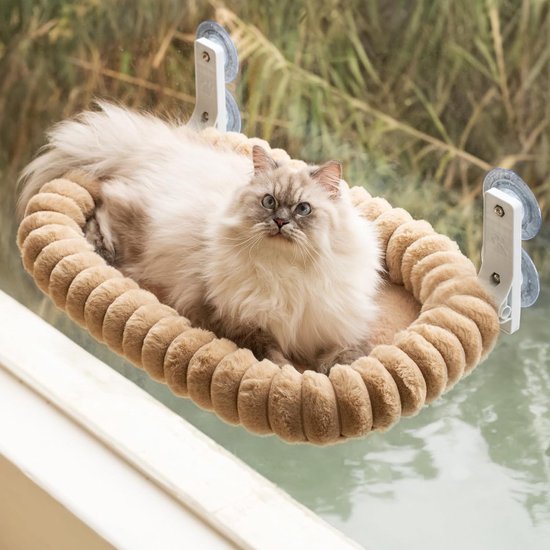 Yuehuamech Kattenraam baars dubbellaagse kat hangmat kat plank kat raam bed tot 25 kg 2 lagen kat raam bed zachte matten zonnige plank huisdier accessoires voor binnen huis