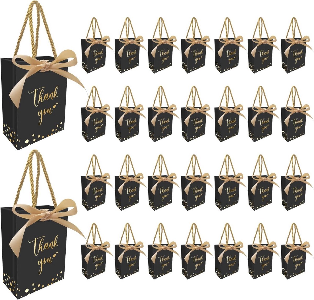 Mini Papieren Zakjes voor Bedankjes - 30 Stuks, Cadeauzakje met Handvat en Lintstrik - Perfect voor Bruiloft, Baby Shower en Feestjes
