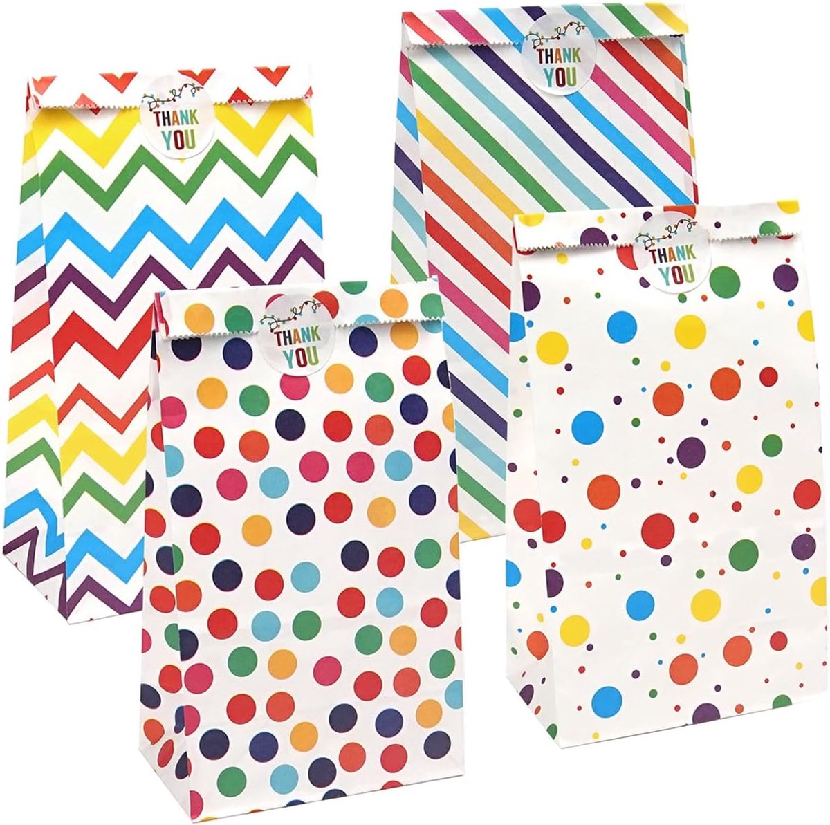 Kleurrijke Feestzakjes voor Cadeaus - 20 Stuks, 24 cm x 13 cm x 8 cm, Perfect voor Verjaardagen en Bruiloften