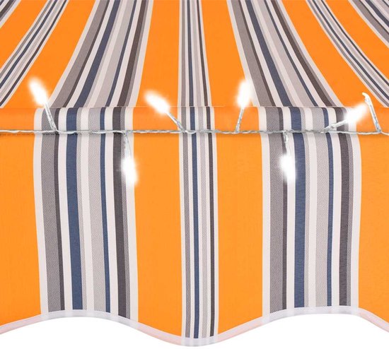 vidaXL banne rétractable manuel avec LED 250 cm jaune et bleu - Store banne rétractable - Auvents rétractables - Store banne rétractable - Auvents rétractable