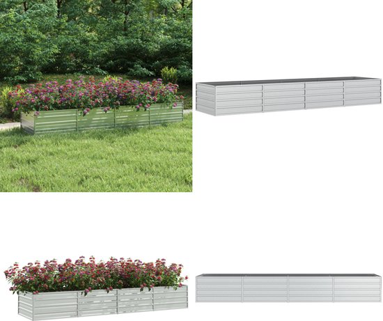 vidaXL Jardinière surélevée en métal 320x80x45 cm - Argent - Acier galvanisé - Pot de fleur