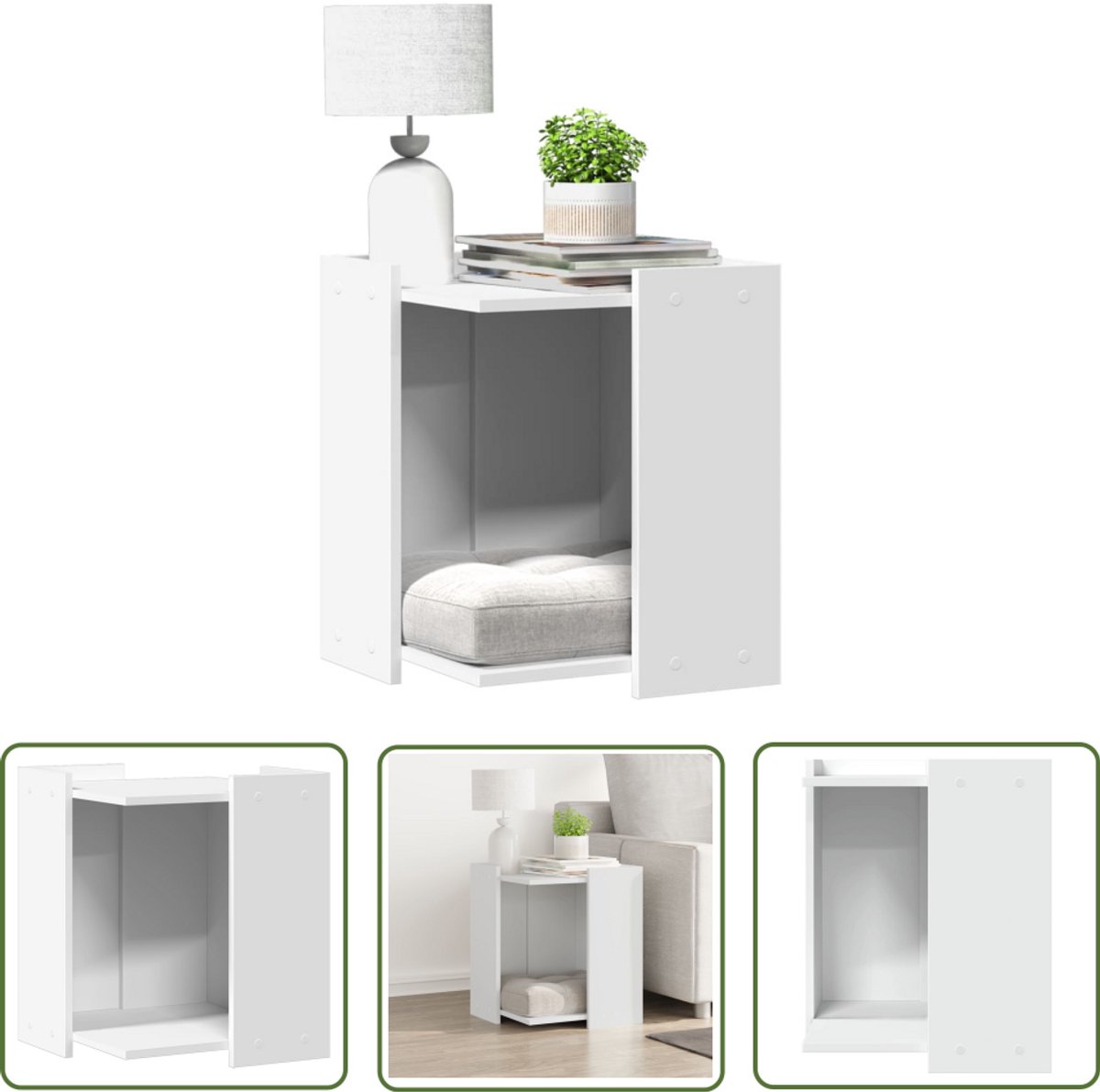 vidaXL Kattenbak Meubel – Kattenbakkast – Kattenbakkast 42x42x51 cm bewerkt hout wit – Houten Kattenbak – Cat Furniture – Kattenbakken