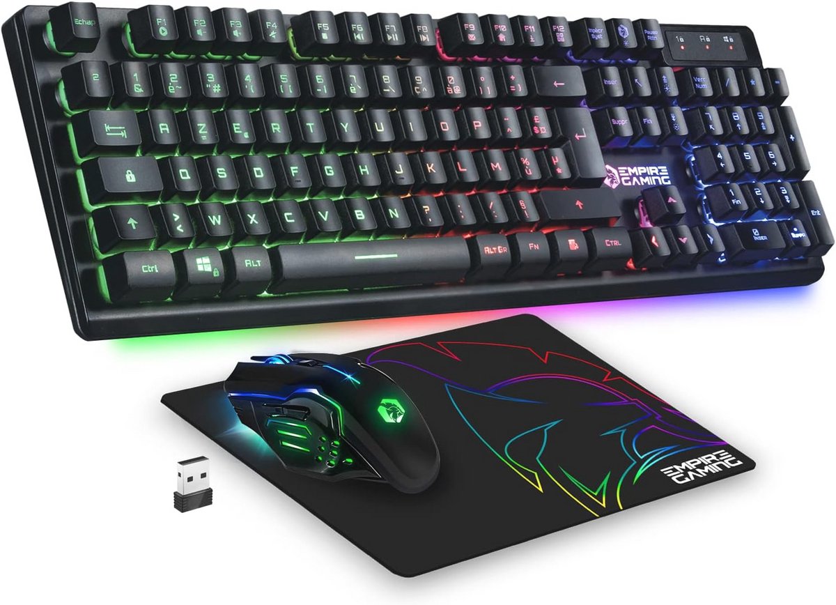 Draadloze Gaming Toetsenbord en Muis Set met RGB Verlichting en Muismat - 2.4G Live Gaming Gear voor PC, PS4, PS5, Xbox