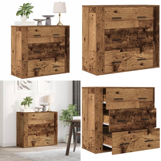 Buffet vidaXL 80 x 33 x 70 cm Bois traité Couleur vieux bois - Buffet - Commodes - Armoire - Armoire murale