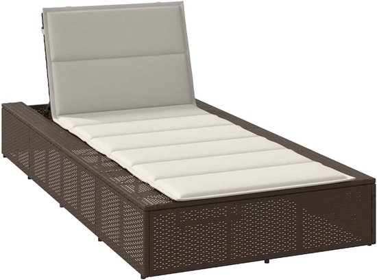 vidaXL - Chaise longue - avec - kussen - flottant - poly - rotin - marron