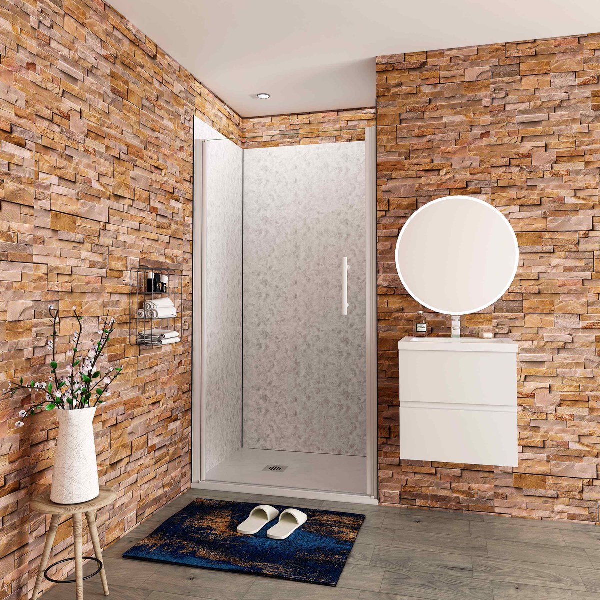 Douchedeur pendeldeur 100x185cm niche 6mm gehard glass easyclean mat wit aluminium profiel