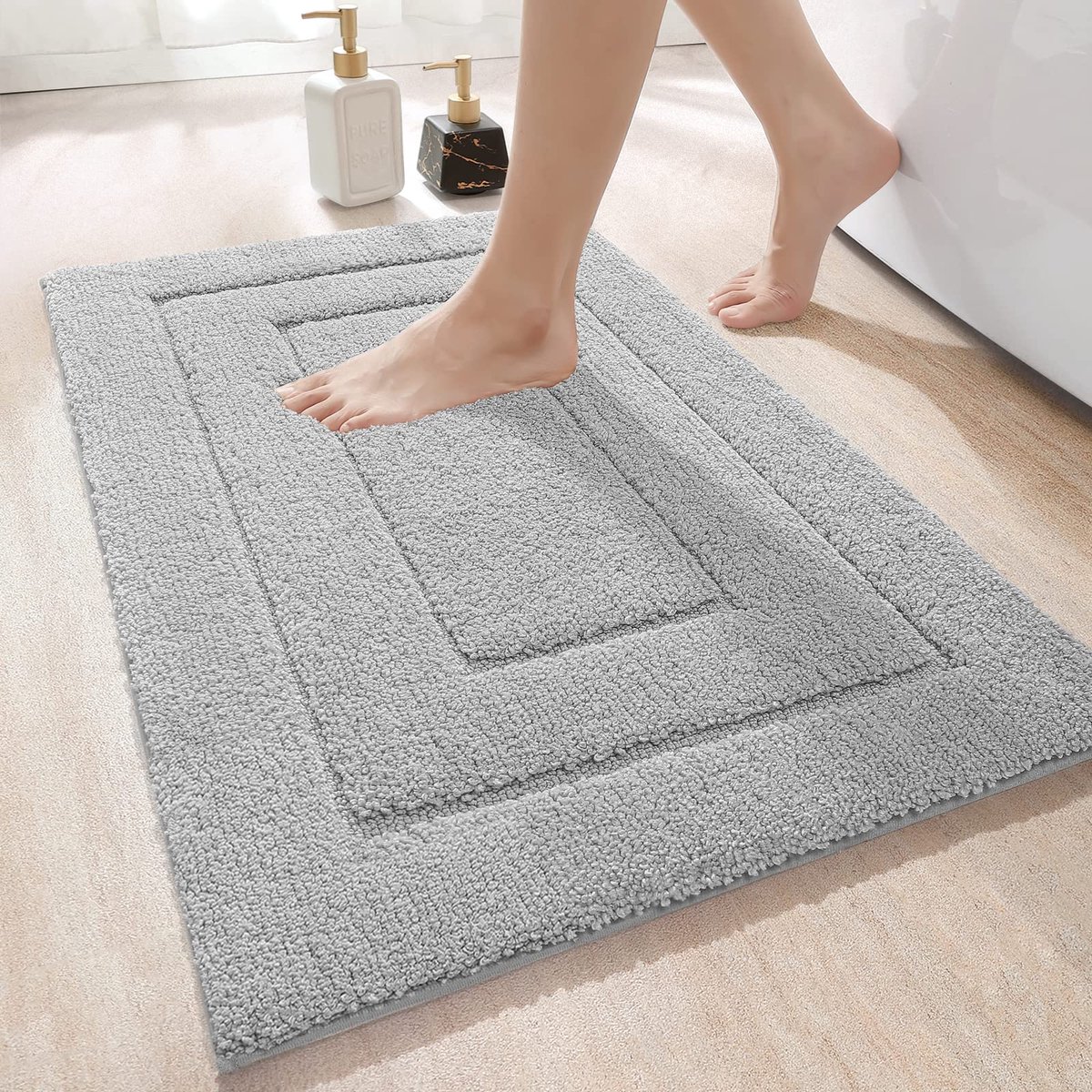 Ibenzoa® Zachte Antislip Badmat voor Comfortabele Badkamerervaring, Lichtgrijs, 50 x 80 cm