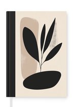 Notitieboek - Schrijfboek - Plant - Beige - Japandi - Notitieboekje klein - A5 formaat - Schrijfblok