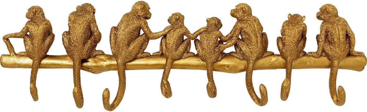 Ibenzoa Elegant Wandkapstok met Goudkleurige Dierenfiguren – Acht Haken voor Jas en Vest