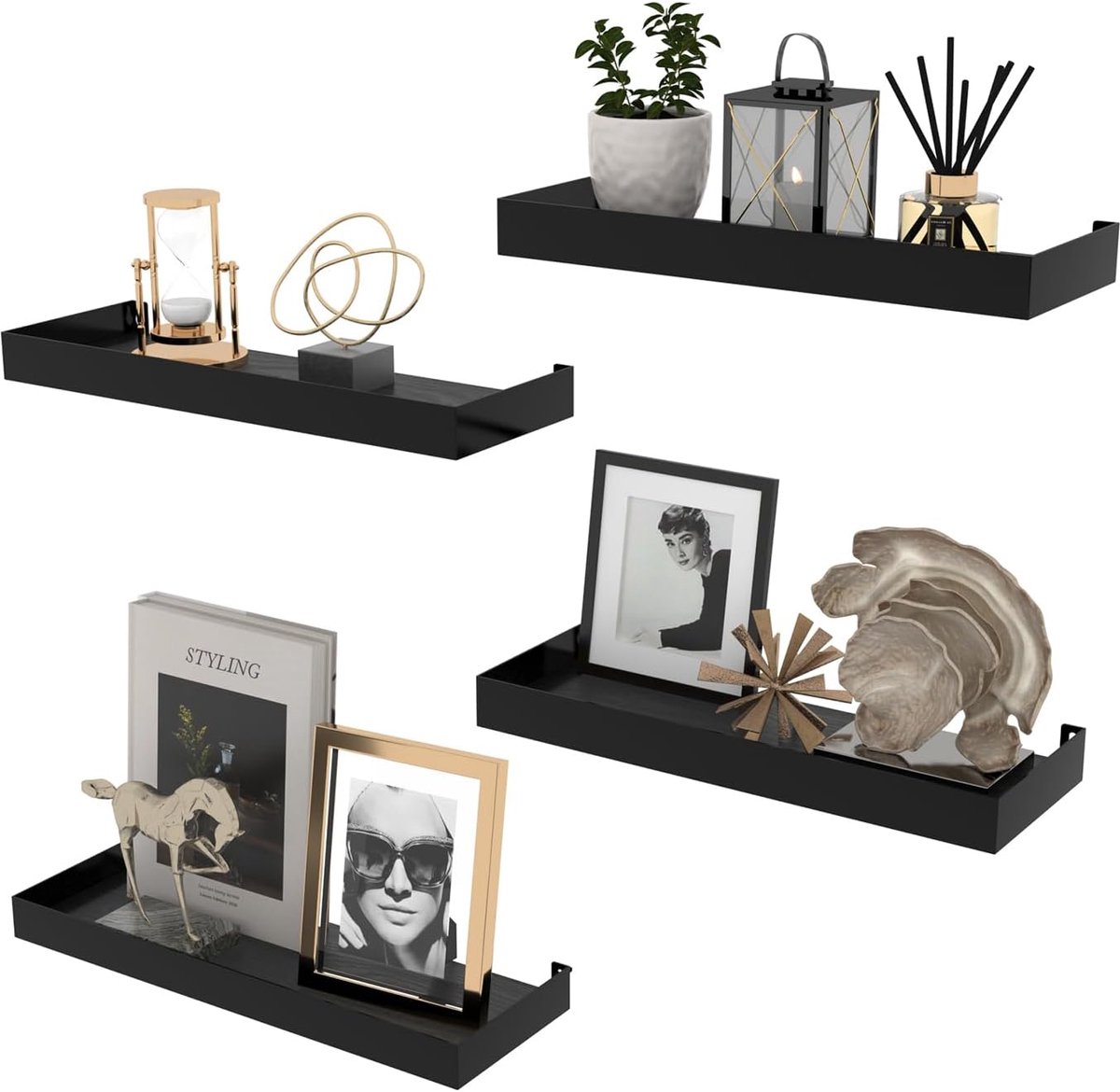 Ibenzoa® Houten Wandplankenset - Rustieke Design voor Multifunctionele Opslag