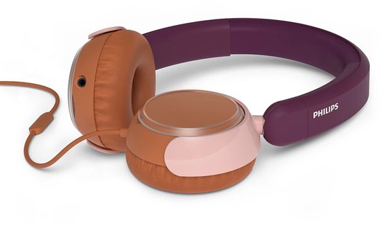 PHILIPS TAK2000MP/00 - Kinderkoptelefoon - 85 dB Veilig Luisteren - Audio Share - Ingebouwde Microfoon - Opvouwbaar - USB-C Adapter Inclusief - Magenta / Paars