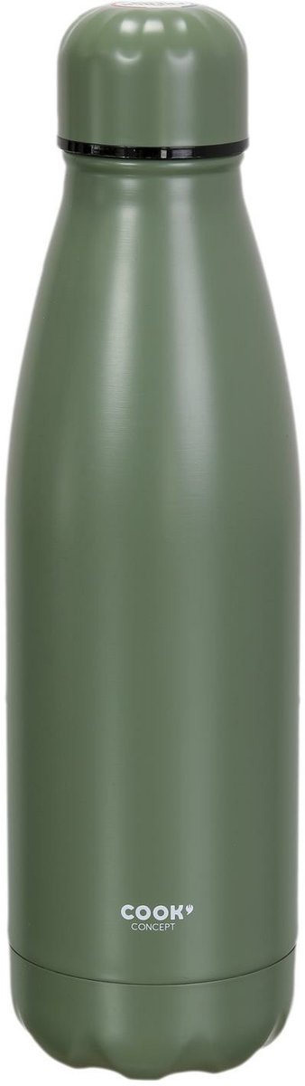 Cook Concept Travel drinkfles voor warme en koude dranken - groen - roestvrij staal - met schroefdop - 500 ml