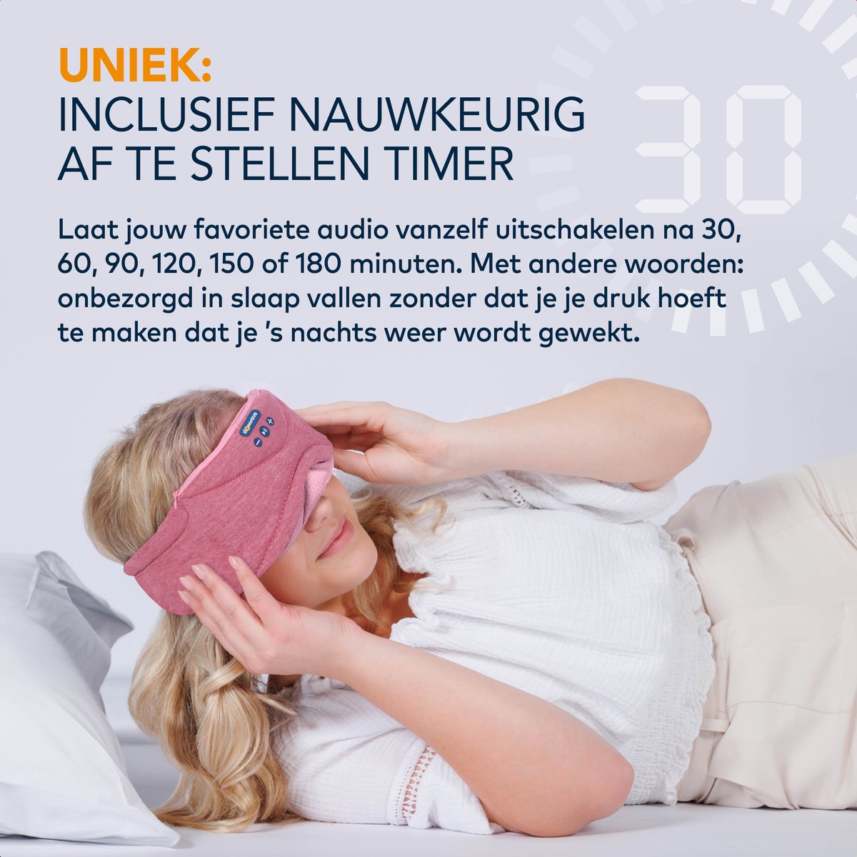 Slowwave Serenity Mask - New generation bluetooth slaapmasker - inclusief White, Pink en Brown Noise - Inclusief Binaural Beats - Met handige timer (onbezorgd in slaap vallen) - Ervaar het beste audio masker - Kleur: roze — afbeelding 5
