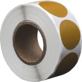 Rol met gouden ronde stickers, zichtbaar vanaf de zijkant.