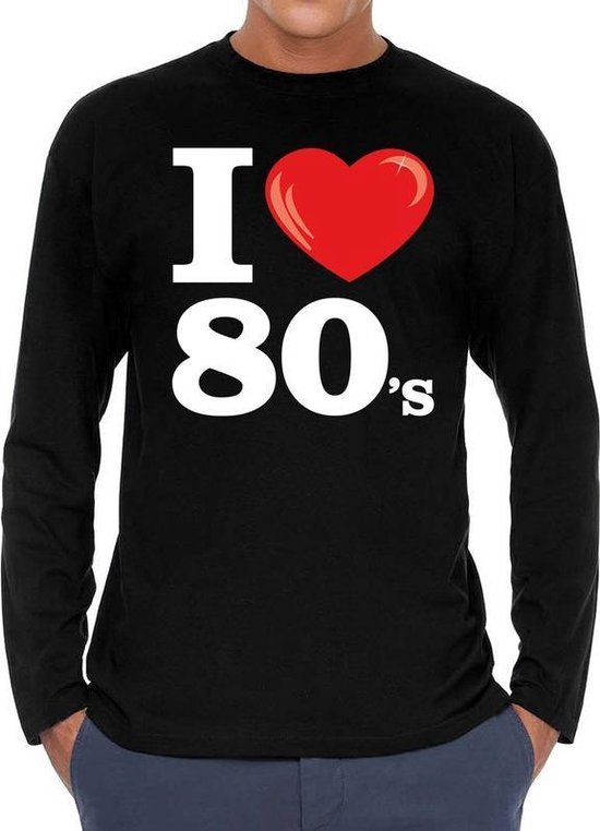 I love 80s long sleeve t-shirt zwart heren -  i love eighties shirt met lange mouwen heren XL