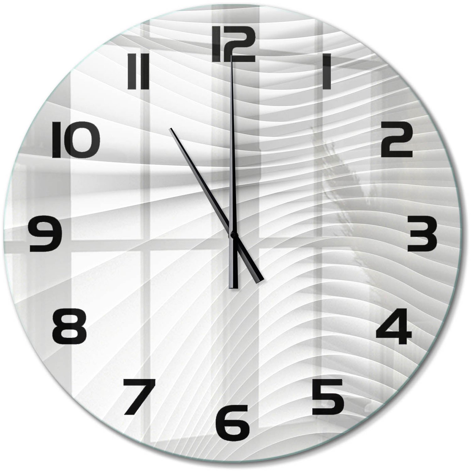 TULUP Wandklok - Lijnen van abstractie Glazen Wandklok Design - fi60 cm - Wit Klok Glas Met Opdruk - Zwarte handen - Ronde Klok - Wandklok Glas Met Motief - Decoratieve Glazen Klok