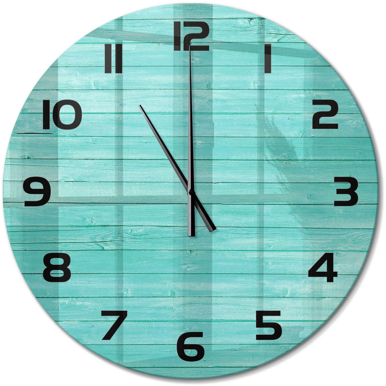 TULUP Wandklok - Groene borden Glazen Klok Met Print - fi60 cm - Groente Wandklok Glas Met Motief - Zwarte handen - Ronde Klok - Wandklok Glas Decoratie - Gekleurde Glazen Klok
